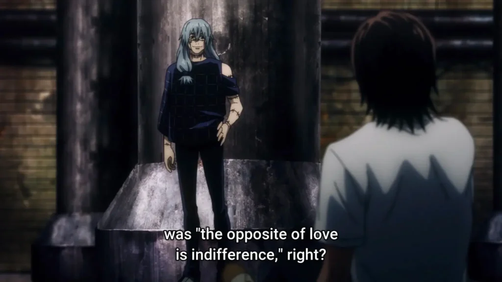 Junpei talking to Mahito about love and indifference