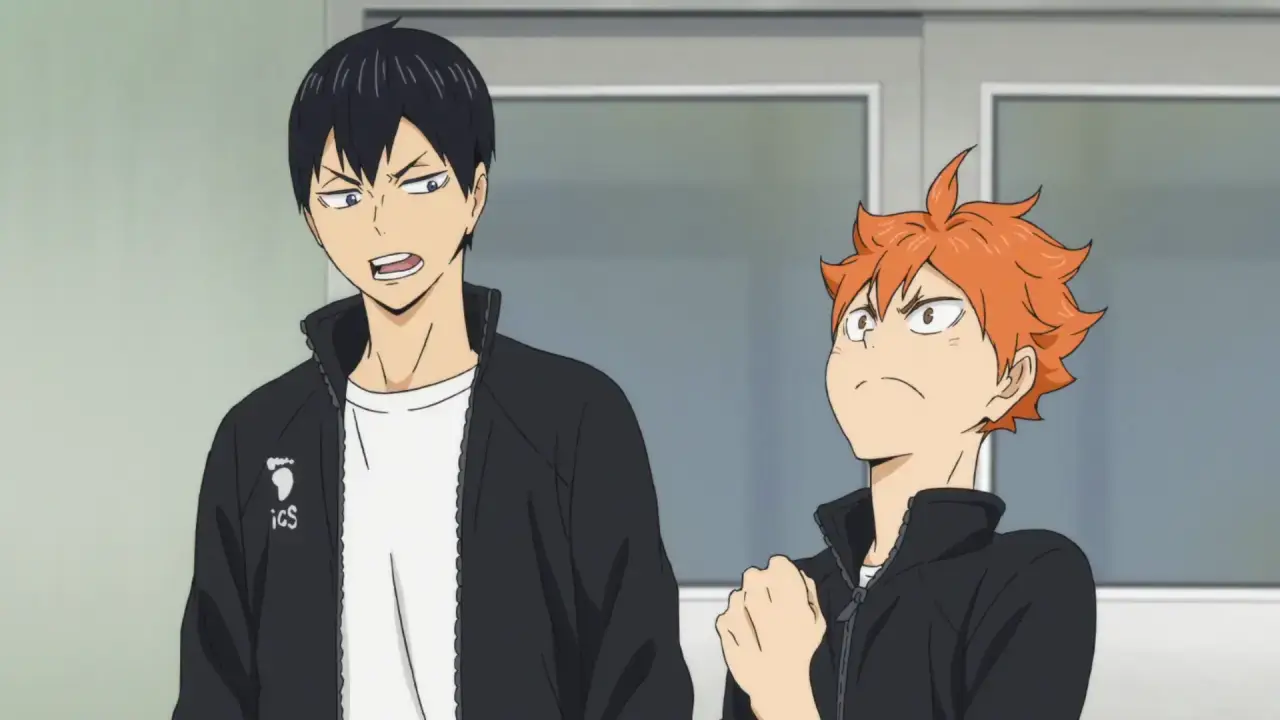 Excited Hinata and cranky Kageyama talking