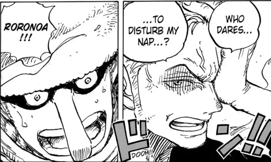 Zoro's reaction when he gets disturbed in his sleep